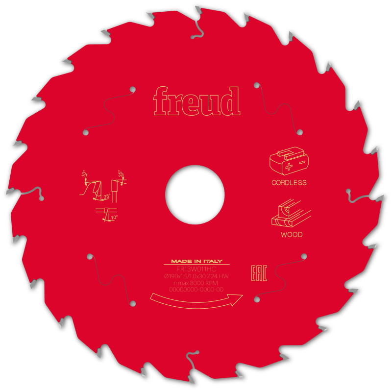 Lame pour scie circulaire portative sans fil D190 1,45/1 AL30 Z24 BA 25° Freud