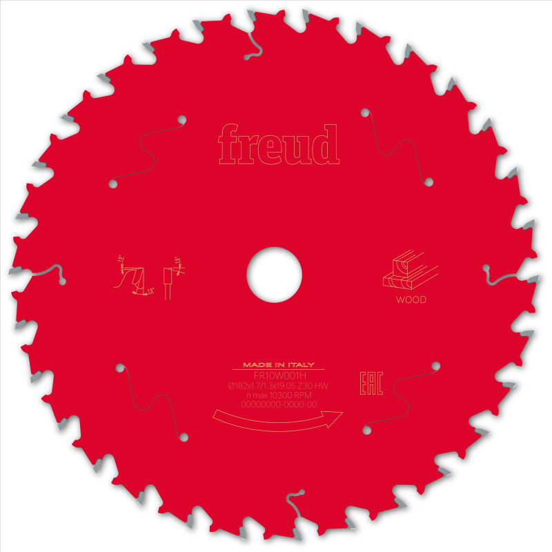 Lame scie circulaire portative filaire/sans fil D182 1,7/1,3 AL19,05 Z30 BA 15° Freud