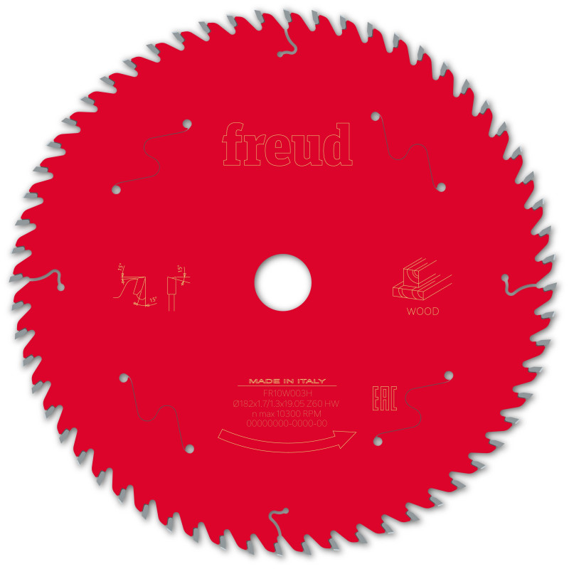 Lame scie circulaire portative filaire/sans fil D182 1,7/1,3 AL19,05 Z60 BA 15° Freud