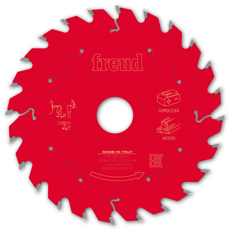 Lame pour scie circulaire portative sans fil D120 1,65/1,2 AL20 Z24 BA 20° Freud