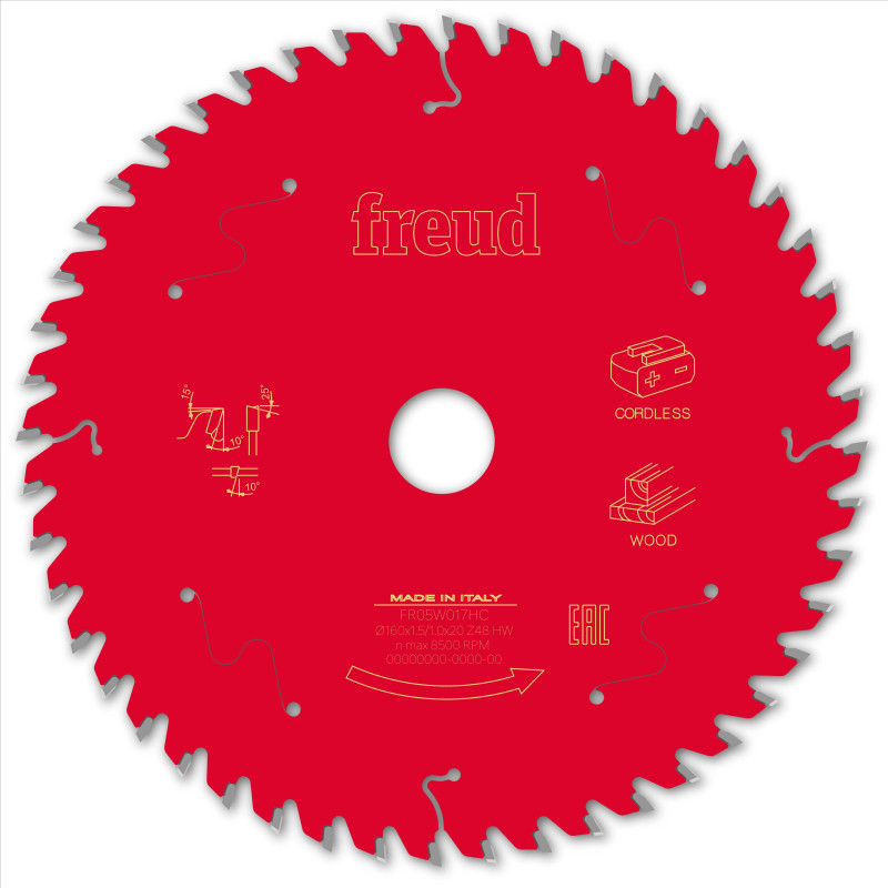 Lame pour scie circulaire portative sans fil D160 1,45/1 AL20 Z48 BA 10° Freud
