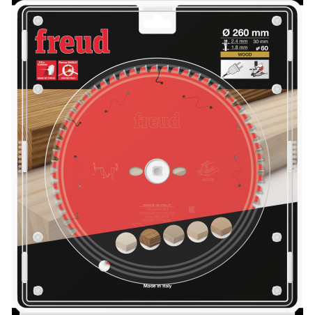 Lame pour scie circulaire portative D260 2,4/1,8 AL30 Z60 BA -5° Freud