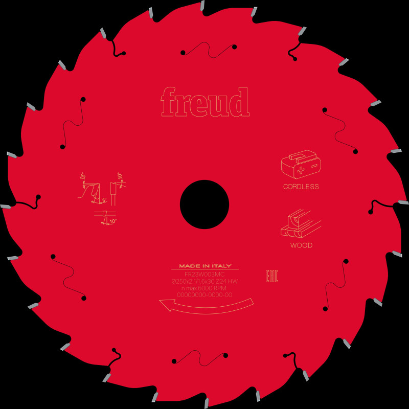 Lame pour scie circulaire portative sans fil D250 2,1/1,6 AL30 Z24 BA 5° Freud Lame pour scie circulaire portative sans fil D250 2,1/1,6 AL30 Z24 BA 5° Freud