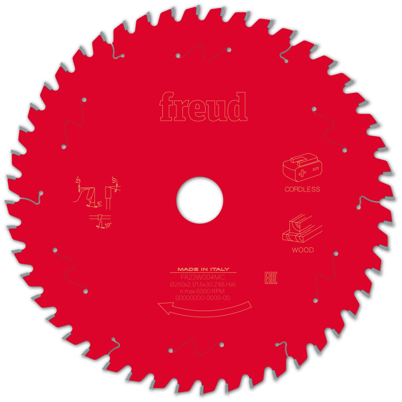 Lame pour scie circulaire portative sans fil D250 2,1/1,6 AL30 Z48 BA 5° Freud
