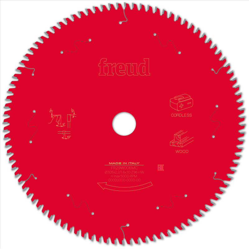 Lame pour scie circulaire portative sans fil D305 2,2/1,6 AL30 Z96 BA 5° Freud