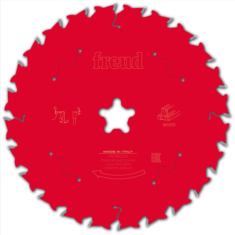 Lame pour scie circulaire portative D190 2,4/1,6 Fastfix Z24 BA 15° Freud