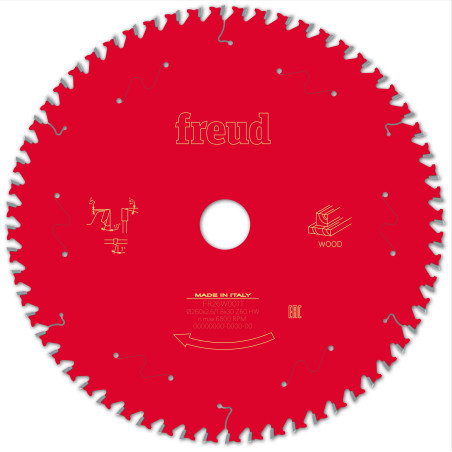 Lame pour scie circulaire portative D260 2,6/1,8 AL30 Z60 BA 10° Freud