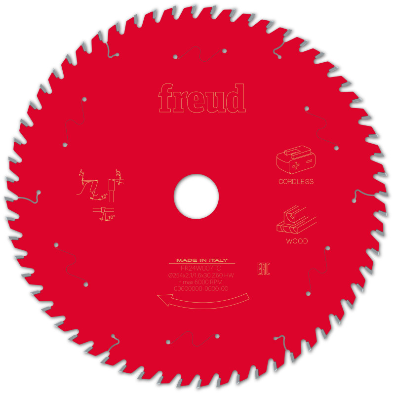 Lame pour scie circulaire portative sans fil D254 2,1/1,6 AL30 Z60 BA 15° Freud