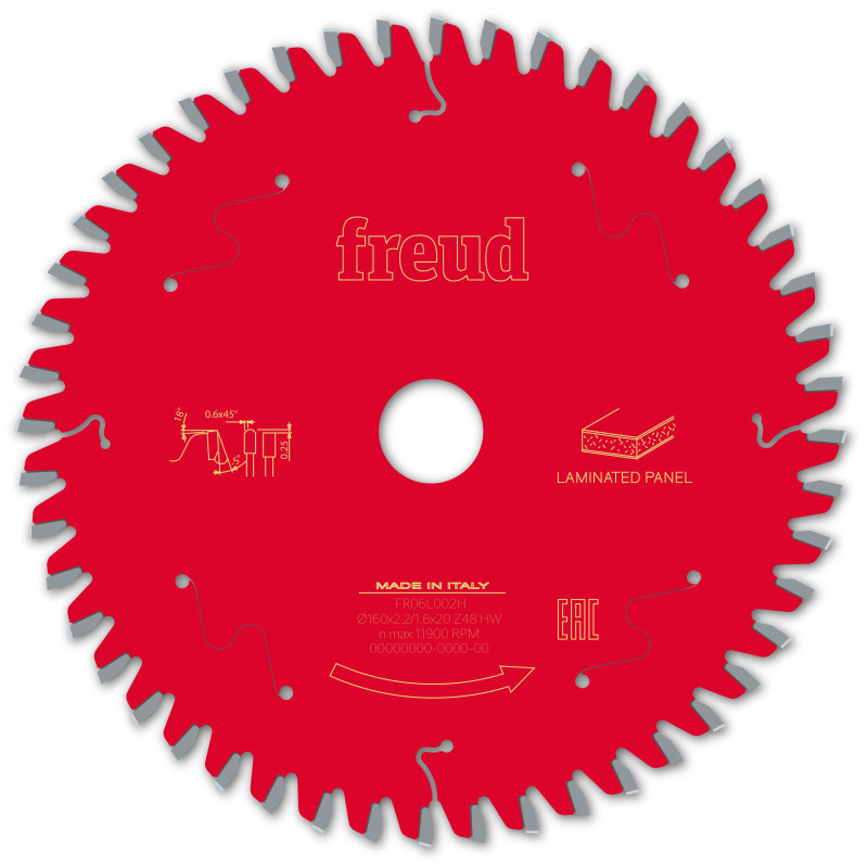 Lame pour scie circulaire portative filaire/sans fil D160 2,2/1,6 A20 Z48 TP -5° Freud