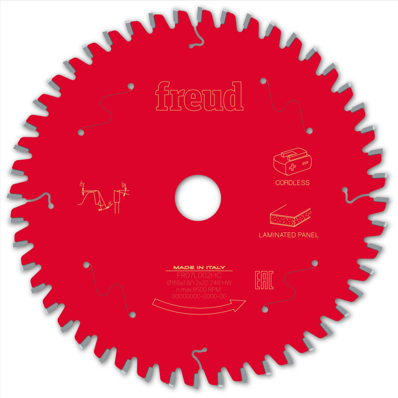 Lame pour scie circulaire portative sans fil D165 1,8/1,2 AL20 Z48 BA -5° Freud