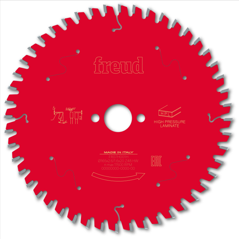 Lame pour scie circulaire portative D165 2,6/1,6 AL20 Z48 TP 0° Freud