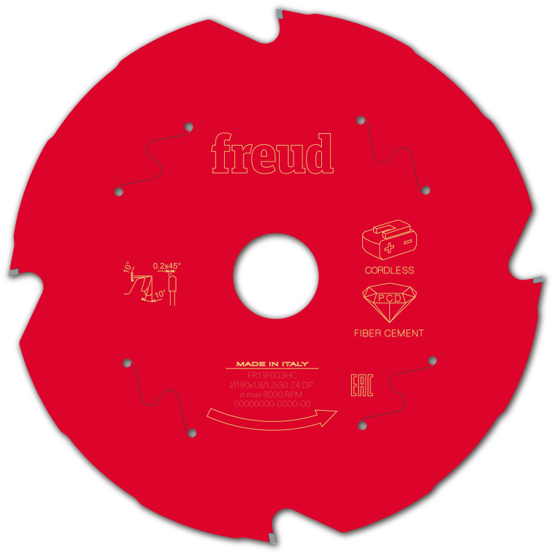 Lame diamant pour scie circulaire portative sans fil D190 1,8/1,2 AL30 Z4 TD 10° Freud