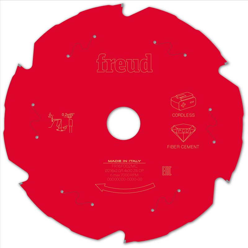 Lame diamant pour scie circulaire portative sans fil D216 2/1,4 AL30 Z6 TD 10° Freud