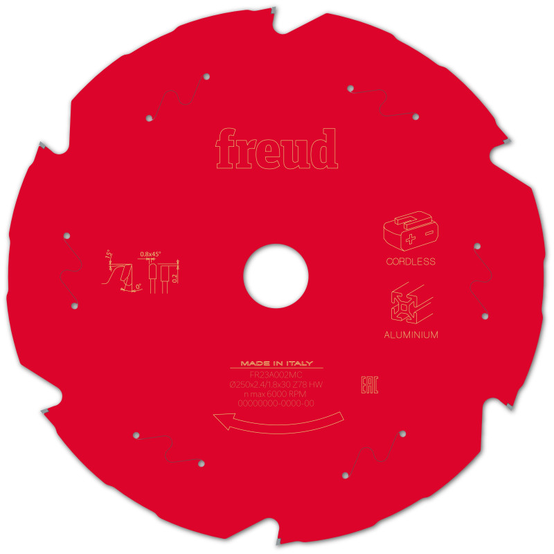 Lame diamant pour scie circulaire portative sans fil D250 2,2/1,6 AL30 Z6 TD 10° Freud