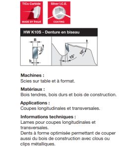 Lame pour bois de charpente/palettes/bûches D450 4,2/3 AL30 Z32 BA