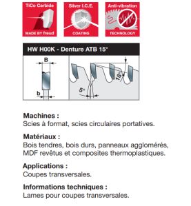 Lame pour panneaux en bois/composites D600 5,4/4 AL30 Z168 BA