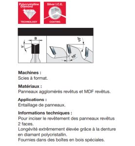 Lame d'inciseur extensible standard en diamant polycri. D120 2,8-3,6 AL22 Z12+12