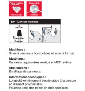 Lame d'inciseur conique industriel en diamant polycri. D215 4,3-5,1/3,2 AL50 Z42