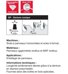 Lame d'inciseur conique industriel en diamant polycri. D125 3,1-3,9/2,2 AL20 Z24