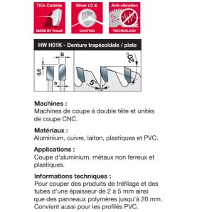 Lame pour métaux non ferreux/PVC/Aluminium D370 3,5/3 AL50 Z112 TP+