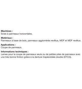 Lame pour scie à plat auto. industrielle standard D450 4,8/3,5 AL60 Z72 TD+