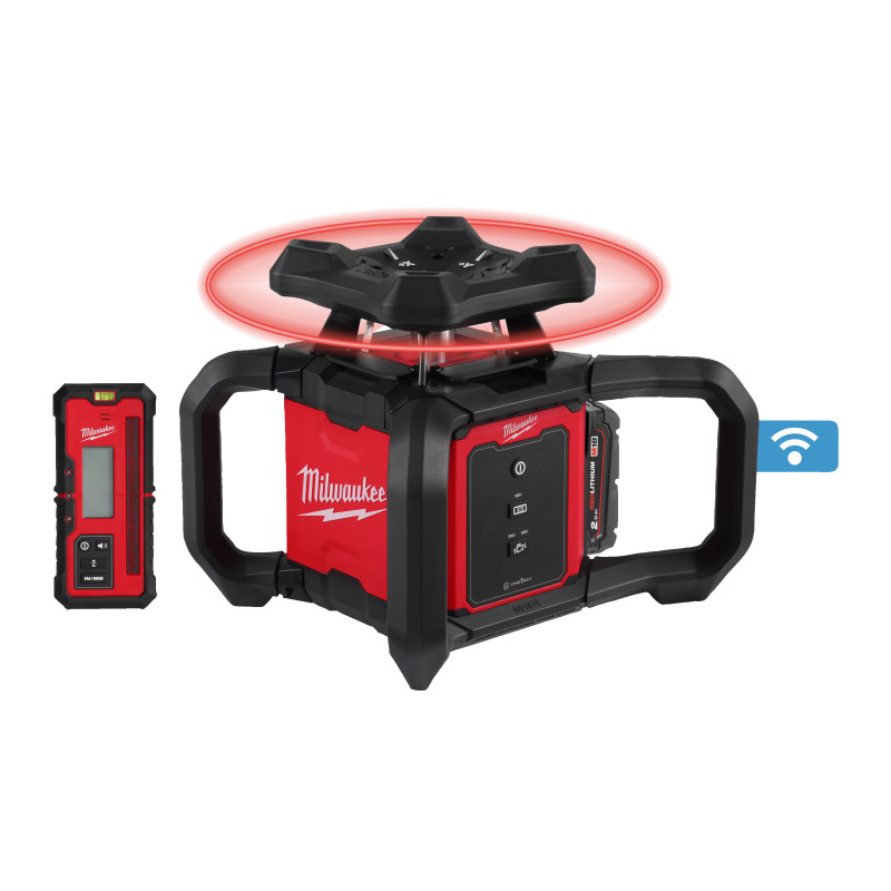 M18 Rloh600-201C - Laser Rotatif One-Key Rouge, Horizontal, 600 M, 18V, 2Ah 4933493191 Milwaukee