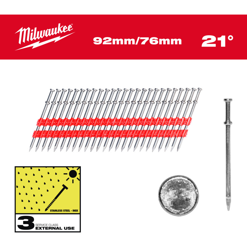Boite 2000 Clous Duplex 21° Tete Ronde 92/76 Mm (X1)  4932498156 Milwaukee