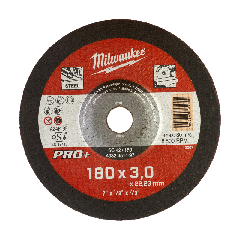 Disque À Tronçonner Pro+ 180 Mm Épaisseur 3 Mm Deportes Pro+ (X1) 4932451497 Milwaukee Disque À Tronçonner Pro+ 180 Mm Épaisseur 3 Mm Deportes Pro+ (X1) 4932451497 Milwaukee