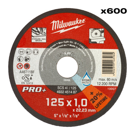 Disque À Tronçonner Pro+ 125 Mm Épaisseur1 Mm Pro+ (X600) 4932500580 Milwaukee