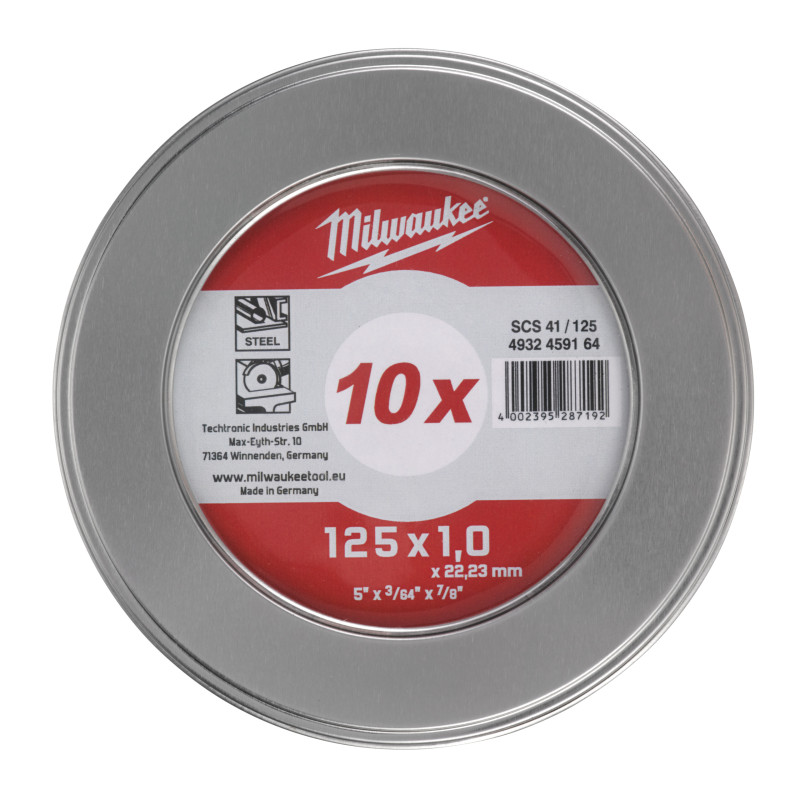 Disques A Tronçonner 125 Mm X 1 Mm Contractor (X10) Boiîte Métal 4932459164 Milwaukee