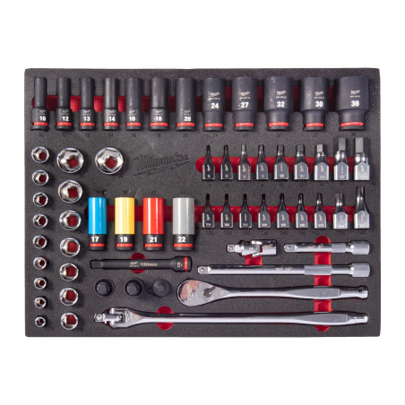 Module Mousse Pour Set De Douilles À Choc Et Cliquet 1/2" De 60 Pcs 4932500757 Milwaukee