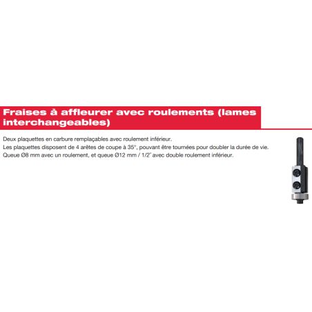 Fraise À Affleurer Avec Roulement Ik Q1/2" 19/112 Mm (X1) 4932500934 Milwaukee