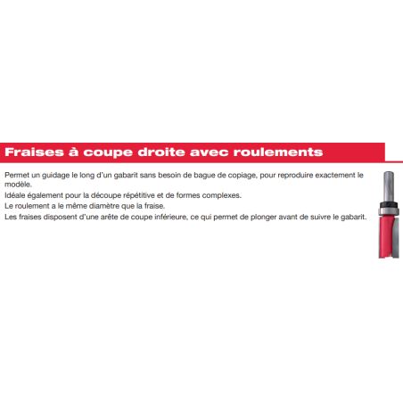 Fraise À Coupe Droite Avec Roulement Q12 19/92 Mm (X1) 4932500944 Milwaukee