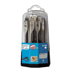 Vente de COFFRET 10 MECHES A BOIS PLATES Acier WS queue 6 pans Leman, numéro 13804 / mn_304.500.10 à 24,58 €HT soit 29,49 €TTC. 
