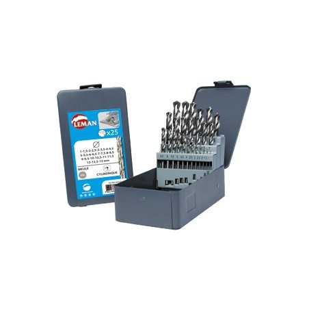 Vente de COFFRET 25 FORETS METAL Acier PRO D.1 à 13mm Leman, numéro 13819 / mn_802.000.25 à 80,41 €HT soit 96,49 €TTC. 