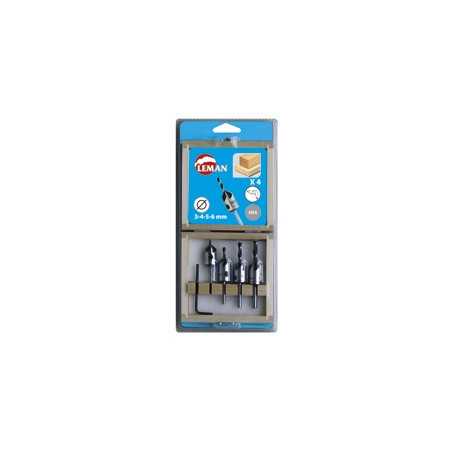 Vente de COFFRET 4 forets à Bois Hélicoidaux Acier + 4 Fraisoirs Leman, numéro 13844 / mn_203.500.04 à 25,41 €HT soit 30,49 €TTC