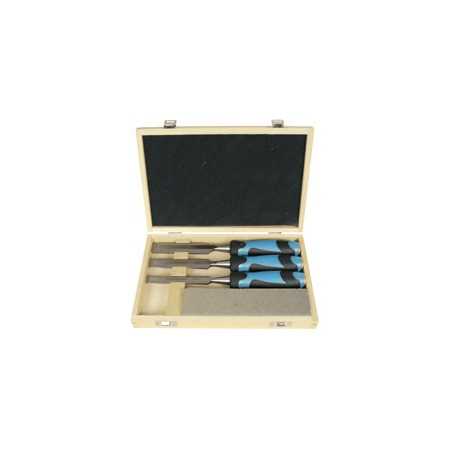 3 Ciseaux A Bois /Manche Bi-Mat L12/26/40 + Pierre Coffret ref 780.500.03 Leman