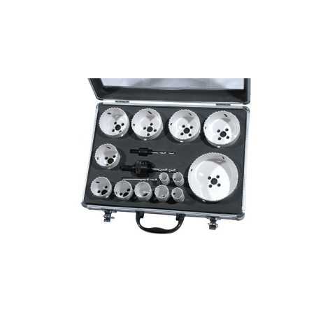 Vente de COFFRET 13 trépans bi-métal D.16 à 102 +2 mandrins +3 forets Leman, numéro 14446 / mn_5013 à 114,99 €HT soit 137,99 €TT