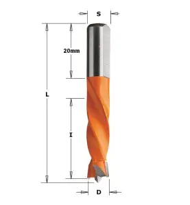 Vente de Mèches pour perceuses multi-broches - D : 5 - l : 30 - L : 55.5 - S : 8x20 - Rotation : DROITE CMT, numéro 1958 / cmt_3