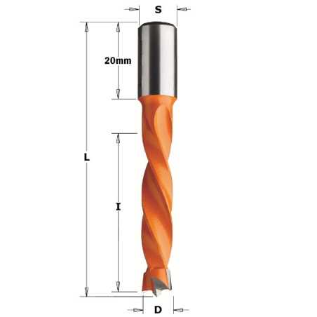 Vente de Mèches pour perceuses multi-broches - 309 - D : 15 - l : 43 - L : 70 - S : 10x20 - Rotation : DROITE CMT, numéro 2050 /