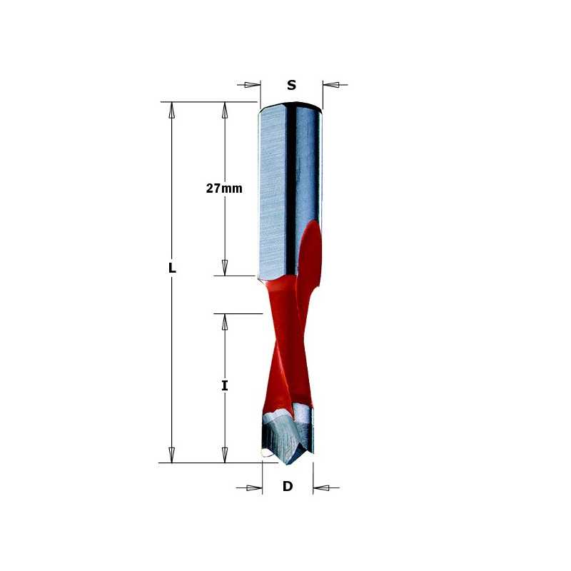 Mèches pour perceuses multi-broches - 310X - D : 8 - l : 27 - L : 57.5 - S : 10x27 - Rotation : GAUCHE