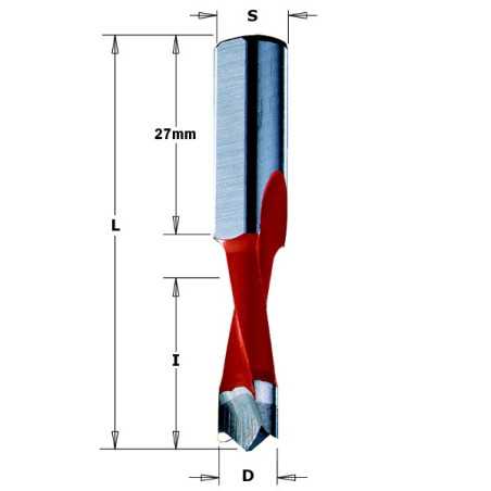 Vente de Mèches pour perceuses multi-broches - 310X - D : 8 - l : 27 - L : 57.5 - S : 10x27 - Rotation : GAUCHE CMT, numéro 2099