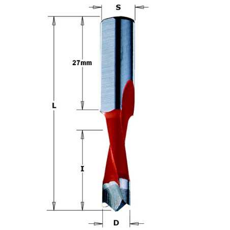 Mèches pour perceuses multi-broches - 310X - D : 8 - l : 27 - L : 57.5 - S : 10x27 - Rotation : GAUCHE