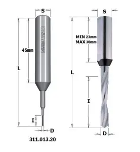 Vente de Mèches pour perceuses multi-broches - 311X - D : 8 - l : 35 - L : 70 - S : 10x25 - Rotation : GAUCHE CMT, numéro 2169 /