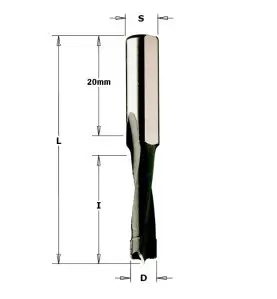 Vente de Mèches hélicoïdales pour machines mafell® et portatives - D : 12 - l : 30 - L : 58 - S : 8 - Rotation : DROITE CMT, num