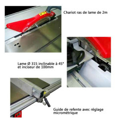 Scie Sur Table D315 Avec Inciseur + Chariot De 2M ref SST315 Leman