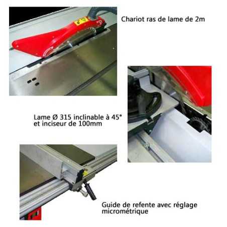 Scie Sur Table D315 Avec Inciseur + Chariot De 2M ref SST315 Leman