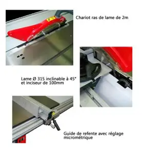 SCIE SUR TABLE D.315 AVEC INCISEUR ET CHARIOT DE 2M SST315