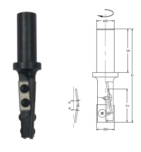 PORTE OUTILS A CALIBRER DIAM.20X58 QUEUE 20X50 Z2+2 BIAISE ALTERNEE