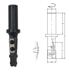 PORTE OUTILS A CALIBRER DIAM.20X38 QUEUE 20X50 Z2+2 BIAISE ALTERNEE